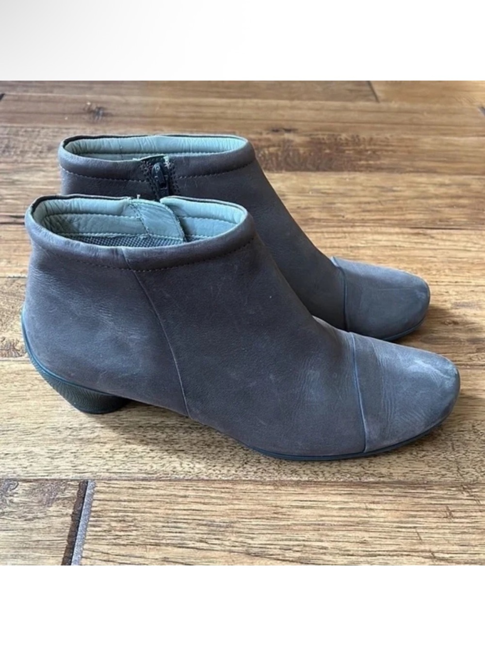 Ecco Chocolate Brown Leather Ankle Boots Booties Zipper Comfort Boots Size 41